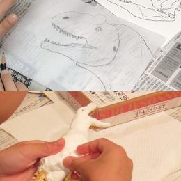 恐竜の復元イラストとティラノサウルス全身復元