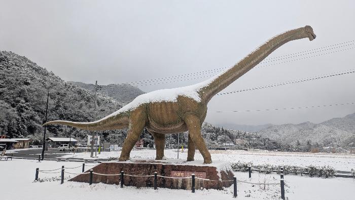 雪の中の丹波竜
